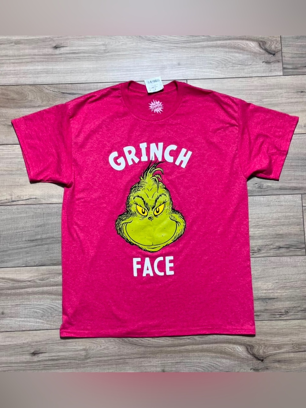 The Grinch Dr Seuss Mens Grinch Face Short Sleeve Graphic T-Shirt Size L Red